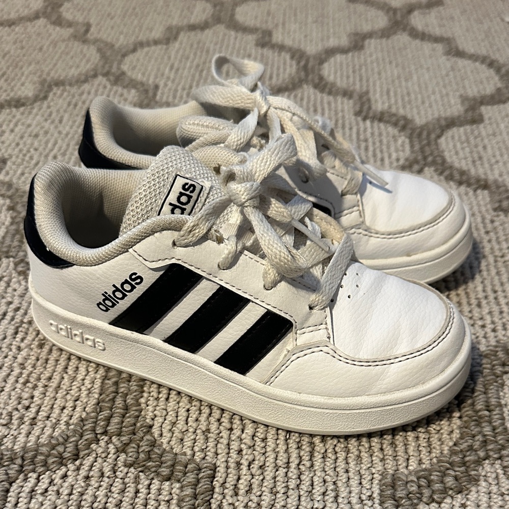 Adidas Kids White and Black Striped Sneakers